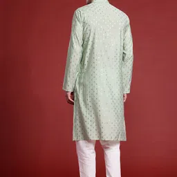 MANQ Men Geometric Thread Work Kurta image 4