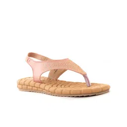 Khadims Cleo Women Textured T-Strap Flats-image-90