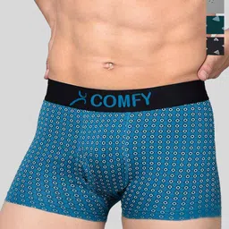 AMUL COMFY Men Pack Of 4 Printed Breathable Trunks ACM101BTRNK-BL-GY-BK-PB-95-PO4-14