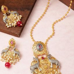 Anouk Gold-Plated Copper Artificial Stones & Beads Jewellery Set-image-56