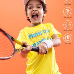 Pine Active Half Sleeves Tee Text Print - Yellow-image-7