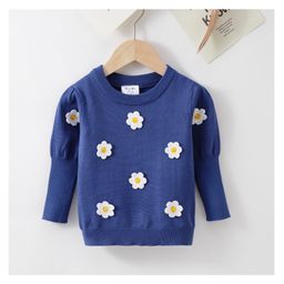 Kookie Kids Full Sleeves Pullover Floral Applique - Blue-image-52