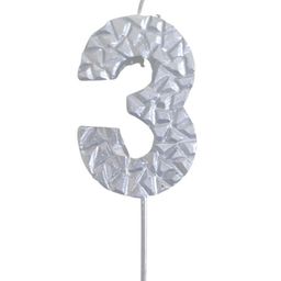 Party Anthem Textured Number 3 Candle - Silver-picture-14