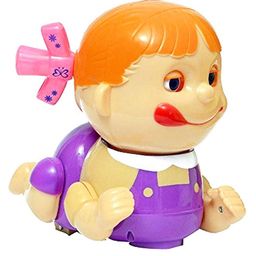 Toyshine Battery Operated Naughty Crawling Baby Toy with Light and Music Girl C - Multicolour-10