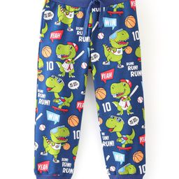 Babyhug Cotton Knit Full Length Lounge Pant Dino Printed - Navy Blue-image-29