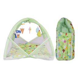 Kwitchy New Born Baby Bedding Combo Mattress with Mosquito Net & Sleeping Bag -Green-10