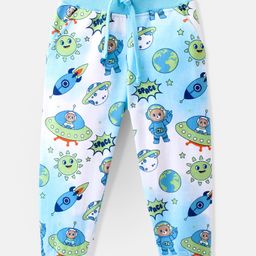 Babyhug Cotton Looper Knit Full Length Lounge Pant Soccer Bear Print - Blue-image-41