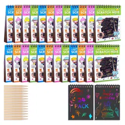 PLUSPOINT Scratch Note Books, 10 Pages Rainbow Scratch Art Book Magic Doodle Scratch Painting Sketch Art Drawing Notepads with Wooden Stylus for Kids Arts and Crafts Perfect Travel Activity (24)-picture-19
