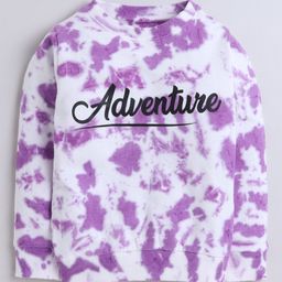 3PIN Full Sleeves Perspective Text Printed Sweatshirt - White & Purple-picture-37