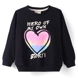 Lazy Bones Looper Knit Full Sleeves T-Shirt With Text Print - Black-image-81