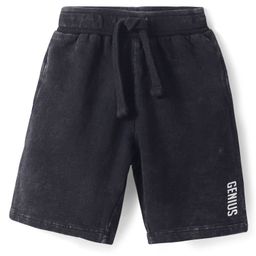 Babyhug Cotton Knit Mid Thigh Length Shorts with Text Print - Black-image-15