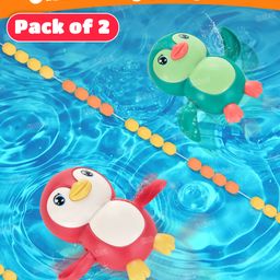 Fiddlerz Wind-Up Swimming Penguin Bath Toys for Babies Fun Floating Water Play Clockwork Swimming Action Bathtub Pool Toys Interactive Water Toys for Boys and Girls- (Pack of 2)-18