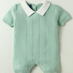 ToffyHouse Cotton Knit Half Sleeves Solid Romper - Mint Green-picture-4