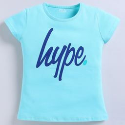 Kidcity Cotton Sinker Half Sleeves Hype Text Printed Top - Aqua Blue-image-33