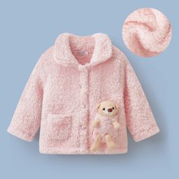 Mark & Mia Full Sleeves Fur Winter Jacket With Teddy Bear Applique - Pink-picture-25