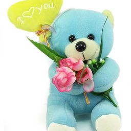 Tickles Adorable Teddy with Balloon Heart Soft Stuffed Plush Toy for Kids Boys & Girls Birthday Gift (Size: Length 18 cm Color: Blue)-image-87
