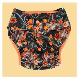 Elly Belly Reusable cloth diaper Button Closure Free Size (03 Months to 3 Years) - Monkey Printed (Green)-image-19