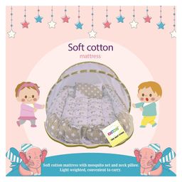 Kwitchy New Born Baby Bedding Set Cushioned Mattress with Net & Sleeping Bag Combo Green image 3
