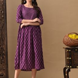 MURLI KURTI Women Ethnic Motifs Printed Fit & Flare Midi Dress-image-88