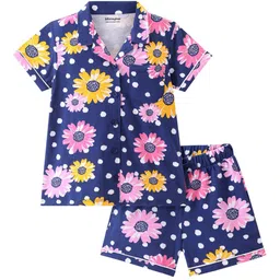 Honeyhap Girls Floral Printed Pure Cotton Night suit-picture-4