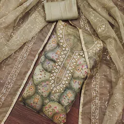 MANVAA Embellished Organza Unstitched Dress Material-image-8