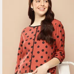 encore by INVICTUS Polka Dot Printed Top-picture-16
