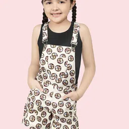 Naughty Ninos Girls Floral Printed Dungaree With T-Shirt-image-85