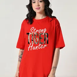 OWL MINK Women Graphic Printed Round Neck Pure Cotton Oversized T-shirt-image-22