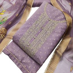 TAVAS Ethnic Motifs Embroidered Chanderi Silk Unstitched Dress Material-image-82
