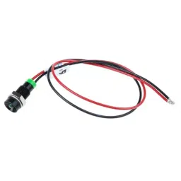 RS PRO Green Panel Mount Indicator 2V DC, Mounting Hole Size 6 mm, Termination Type Lead Wires, IP Rating IP67, Model No 7227726-10