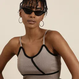 SHOWOFF Shoulder Straps Acrylic Fitted Crop Top-image-44