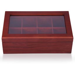 WHITEWHALE Brown 8 Compartment Tea Bags Wooden Organizer With Window-55