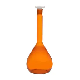 ABGIL Volumetric Flask with Interchangeable Glass Stopper 500 ml Amber Borosilicate Glass, FV-AC-342-13-46