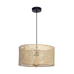 Fos Lighting Natural Rattan Cane Drum Shade Pendant Light - CrissXCaneCylinder-CA-NAT0-14x7-HL1-image-77