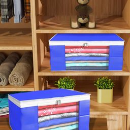 Kuber Industries Blue & White 12 Pieces Foldable Drawer Organisers-36