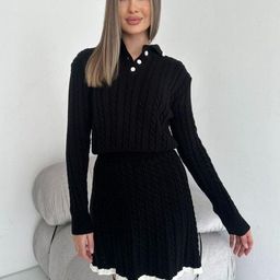 bebe Polo Collar Neck Sweatshirt With Skirt Co-Ords-image-6