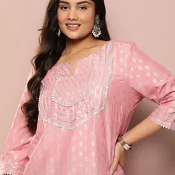 Sztori Women Plus Size Printed Gotta Patti Kurta-picture-43