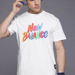 New Balance  Brand Logo Drop-Shoulder Sleeves Pure Cotton Relaxed T-shirt-image-85