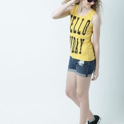 Huetrap Women Yellow Printed Tank Pure Cotton Top-picture-13