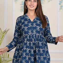 JAGNA Women Stylish Blue Floral Printed Viscose Rayon Peplum Top-image-24