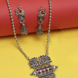 OOMPH Silver-Toned Oxidised Jewellery Set-19