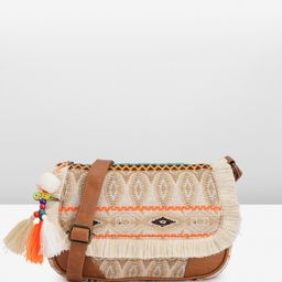 Anouk Geometric Textured Structured Sling Bag with Fringed image 1