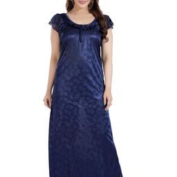 LIFE-TALE Women Blue Satin Nightdress-image-92