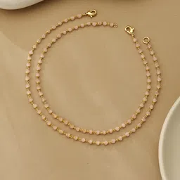 ATIBELLE Set Of 2 Gold-Plated Crystal Studded Anklet-2