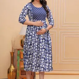 clothonus Women Floral Printed Floral Maternity Anarkali Kurta-image-40