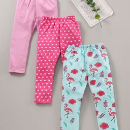 Babyhug Knit Lycra Full Length Heart Printed Legging Pack Of 3 - Multicolour-image-87