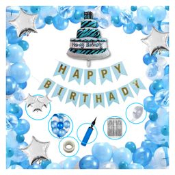 Bubble Trouble Boys Happy Birthday Balloon Banner Decoration Kit Combo Blue - Pack of 63-image-109