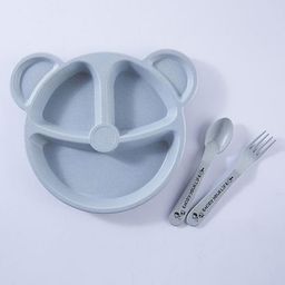 Round Shaped Section Plate With Spoon & Fork- Blue-image-92