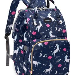 PACKNBUY Diaper Bag Backpack Unicorn Print Baby Travel and Storage Bag - Dark Blue-image-66