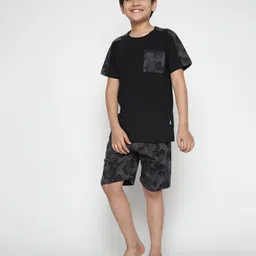 Lil Tomatoes Half Sleeves Camouflage Printed Night Suit - Black-picture-26